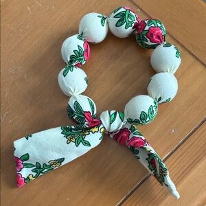 Handmade Floral Beaded Fabric Bracelet